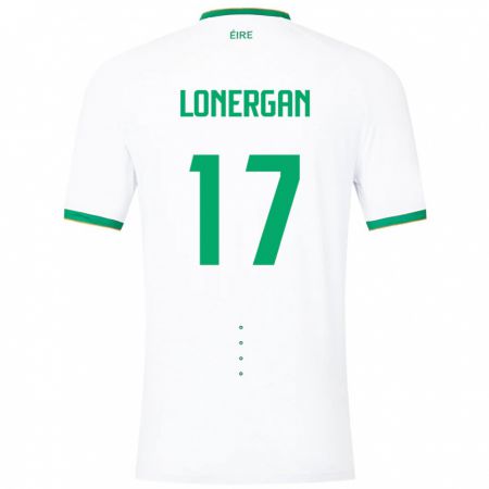 Kandiny Lapset Irlanti Tom Lonergan #17 Valkoinen Vieraspaita 24-26 Lyhythihainen Paita T-Paita