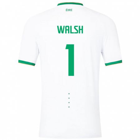 Kandiny Lapset Irlanti Conor Walsh #1 Valkoinen Vieraspaita 24-26 Lyhythihainen Paita T-Paita