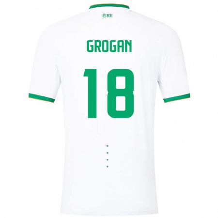 Kandiny Lapset Irlanti Christy Grogan #18 Valkoinen Vieraspaita 24-26 Lyhythihainen Paita T-Paita