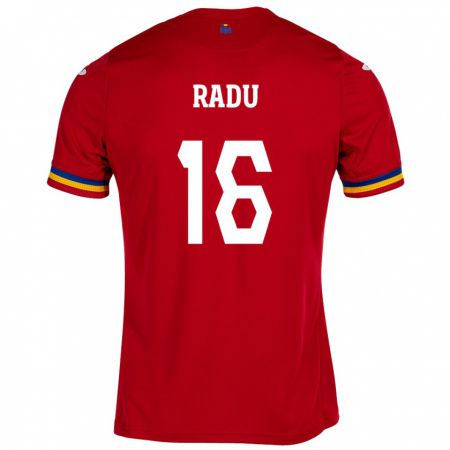 Kandiny Lapset Romania Andrei Radu #16 Punainen Vieraspaita 24-26 Lyhythihainen Paita T-Paita