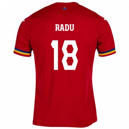 Kandiny Lapset Romania Denis Radu #18 Punainen Vieraspaita 24-26 Lyhythihainen Paita T-Paita
