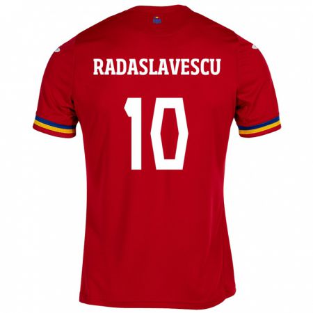 Kandiny Lapset Romania Eduard Radaslavescu #10 Punainen Vieraspaita 24-26 Lyhythihainen Paita T-Paita
