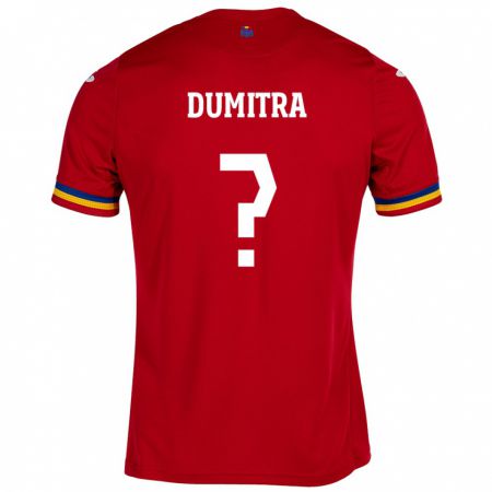 Kandiny Lapset Romania John Dumitra #0 Punainen Vieraspaita 24-26 Lyhythihainen Paita T-Paita