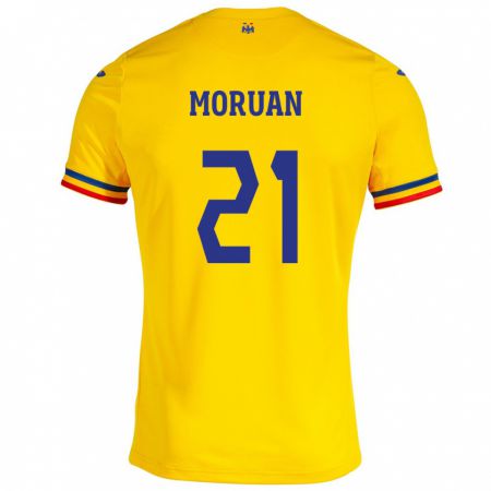 Kandiny Miesten Romania Olimpiu Moruţan #21 Keltainen Kotipaita 24-26 Lyhythihainen Paita T-Paita