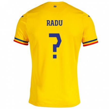 Kandiny Miesten Romania Albert Radu #0 Keltainen Kotipaita 24-26 Lyhythihainen Paita T-Paita