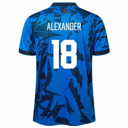 Kandiny Miesten El Salvador Alexander Aguilar #18 Sininen Kotipaita 24-26 Lyhythihainen Paita T-Paita