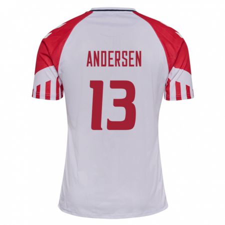 Kandiny Miesten Tanskan Frej Andersen #13 Valkoinen Vieraspaita 24-26 Lyhythihainen Paita T-Paita