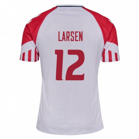 Kandiny Miesten Tanskan Stine Larsen #12 Valkoinen Vieraspaita 24-26 Lyhythihainen Paita T-Paita