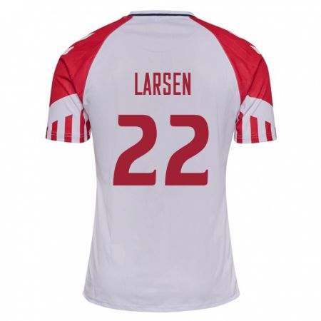 Kandiny Miesten Tanskan Kathrine Larsen #22 Valkoinen Vieraspaita 24-26 Lyhythihainen Paita T-Paita