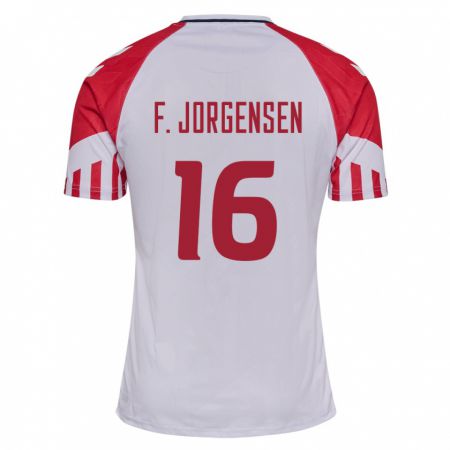 Kandiny Miesten Tanskan Filip Jorgensen #16 Valkoinen Vieraspaita 24-26 Lyhythihainen Paita T-Paita