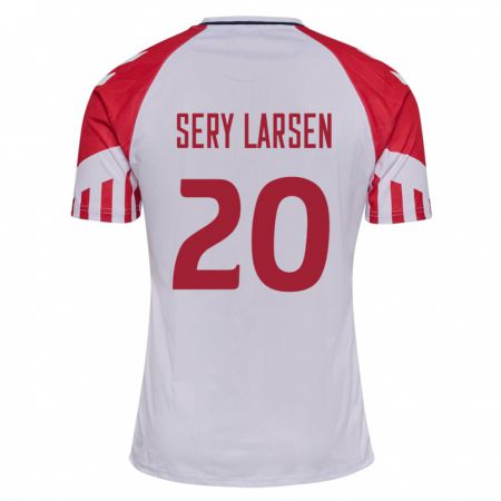 Kandiny Miesten Tanskan Japhet Sery Larsen #20 Valkoinen Vieraspaita 24-26 Lyhythihainen Paita T-Paita