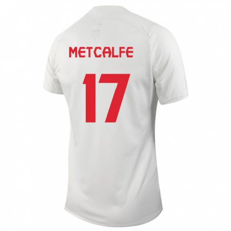 Kandiny Miesten Kanadan Patrick Metcalfe #17 Valkoinen Vieraspaita 24-26 Lyhythihainen Paita T-Paita