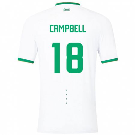 Kandiny Miesten Irlanti Megan Campbell #18 Valkoinen Vieraspaita 24-26 Lyhythihainen Paita T-Paita