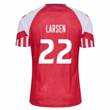 Kandiny Naisten Tanskan Kathrine Larsen #22 Punainen Kotipaita 24-26 Lyhythihainen Paita T-Paita