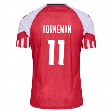 Kandiny Naisten Tanskan Charly Horneman #11 Punainen Kotipaita 24-26 Lyhythihainen Paita T-Paita