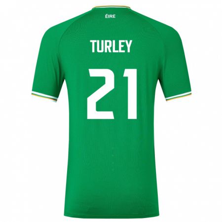 Kandiny Naisten Irlanti Freddie Turley #21 Vihreä Kotipaita 24-26 Lyhythihainen Paita T-Paita