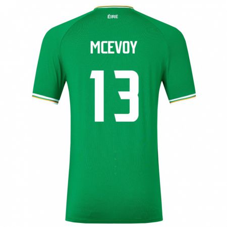 Kandiny Naisten Irlanti Alannah Mcevoy #13 Vihreä Kotipaita 24-26 Lyhythihainen Paita T-Paita