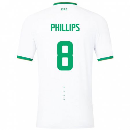 Kandiny Naisten Irlanti Killian Phillips #8 Valkoinen Vieraspaita 24-26 Lyhythihainen Paita T-Paita
