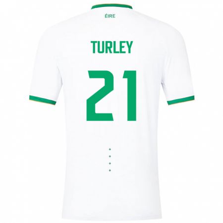 Kandiny Naisten Irlanti Freddie Turley #21 Valkoinen Vieraspaita 24-26 Lyhythihainen Paita T-Paita