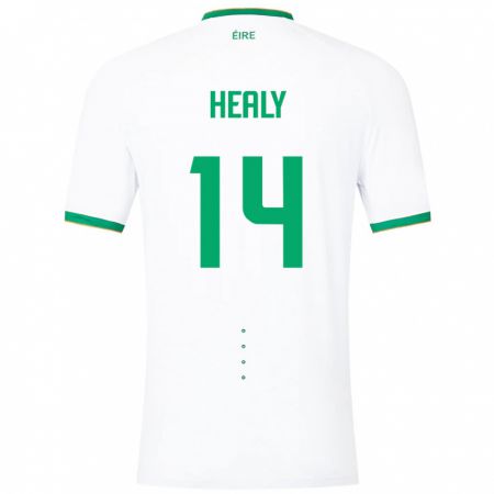 Kandiny Naisten Irlanti Freya Healy #14 Valkoinen Vieraspaita 24-26 Lyhythihainen Paita T-Paita