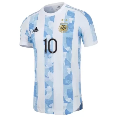 Miesten Argentiinan Jalkapallomaajoukkue Lionel Messi #10 Kotipaita Sinivalkoinen 2021 Lyhythihainen Paita