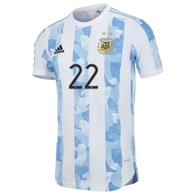 Lapset Argentiinan Jalkapallomaajoukkue Lautaro Martinez #22 Kotipaita Sinivalkoinen 2021 Lyhythihainen Paita
