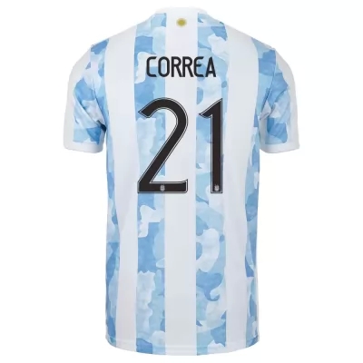 Naisten Argentiinan jalkapallomaajoukkue Angel Correa #21 Kotipaita Sinivalkoinen 2021 Lyhythihainen Paita