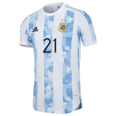 Naisten Argentiinan Jalkapallomaajoukkue Angel Correa #21 Kotipaita Sinivalkoinen 2021 Lyhythihainen Paita