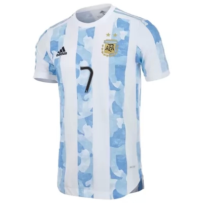 Lapset Argentiinan Jalkapallomaajoukkue Rodrigo De Paul #7 Kotipaita Sinivalkoinen 2021 Lyhythihainen Paita