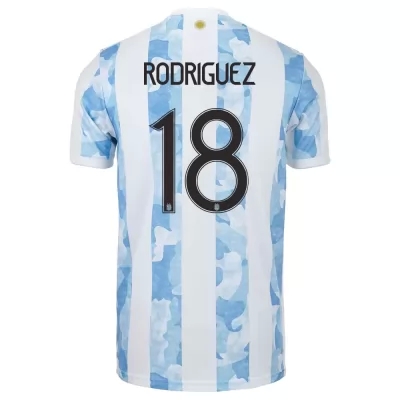 Naisten Argentiinan jalkapallomaajoukkue Guido Rodriguez #18 Kotipaita Sinivalkoinen 2021 Lyhythihainen Paita