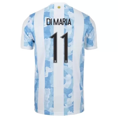 Naisten Argentiinan jalkapallomaajoukkue Angel Di Maria #11 Kotipaita Sinivalkoinen 2021 Lyhythihainen Paita