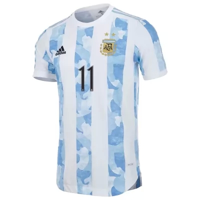 Miesten Argentiinan Jalkapallomaajoukkue Angel Di Maria #11 Kotipaita Sinivalkoinen 2021 Lyhythihainen Paita