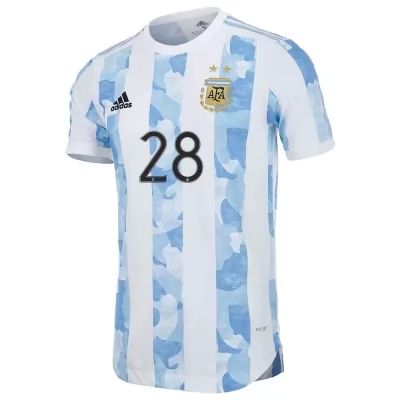 Lapset Argentiinan Jalkapallomaajoukkue Juan Musso #28 Kotipaita Sinivalkoinen 2021 Lyhythihainen Paita