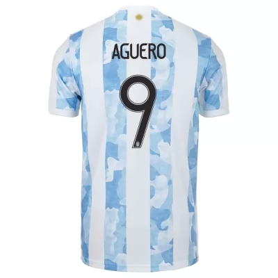 Lapset Argentiinan jalkapallomaajoukkue Sergio Aguero #9 Kotipaita Sinivalkoinen 2021 Lyhythihainen Paita