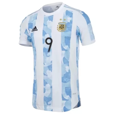 Naisten Argentiinan Jalkapallomaajoukkue Sergio Aguero #9 Kotipaita Sinivalkoinen 2021 Lyhythihainen Paita