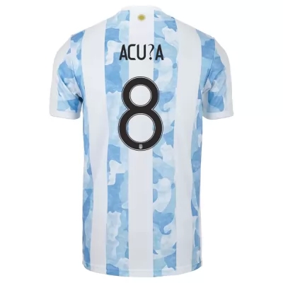 Miesten Argentiinan Jalkapallomaajoukkue Marcos Acuña #8 Kotipaita Sinivalkoinen 2021 Lyhythihainen Paita