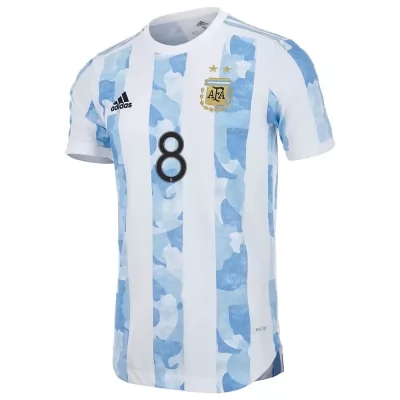 Naisten Argentiinan Jalkapallomaajoukkue Marcos Acuña #8 Kotipaita Sinivalkoinen 2021 Lyhythihainen Paita