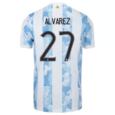 Naisten Argentiinan jalkapallomaajoukkue Julian Alvarez #27 Kotipaita Sinivalkoinen 2021 Lyhythihainen Paita