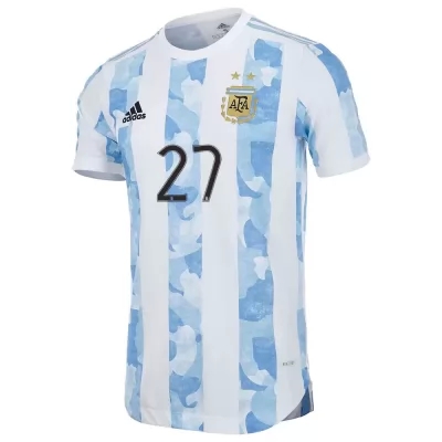 Lapset Argentiinan Jalkapallomaajoukkue Julian Alvarez #27 Kotipaita Sinivalkoinen 2021 Lyhythihainen Paita