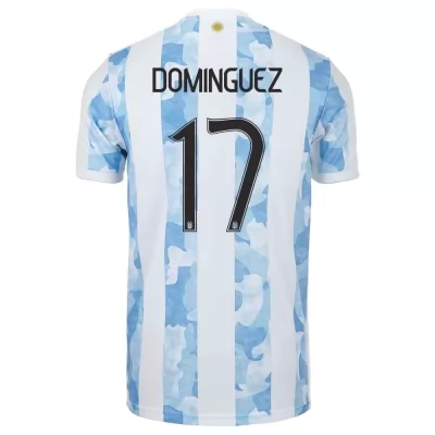 Lapset Argentiinan Jalkapallomaajoukkue Nicolas Dominguez #17 Kotipaita Sinivalkoinen 2021 Lyhythihainen Paita