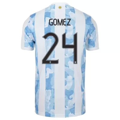 Lapset Argentiinan jalkapallomaajoukkue Papu Gomez #24 Kotipaita Sinivalkoinen 2021 Lyhythihainen Paita