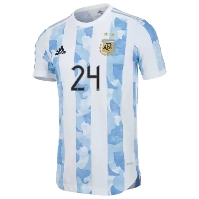 Lapset Argentiinan Jalkapallomaajoukkue Papu Gomez #24 Kotipaita Sinivalkoinen 2021 Lyhythihainen Paita