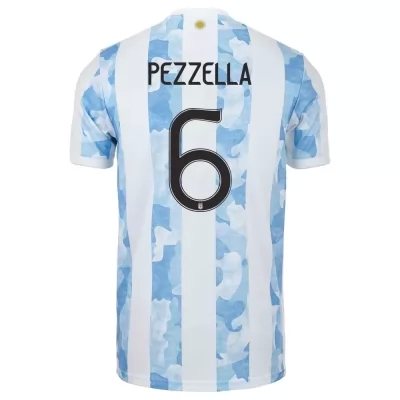 Miesten Argentiinan jalkapallomaajoukkue German Pezzella #6 Kotipaita Sinivalkoinen 2021 Lyhythihainen Paita