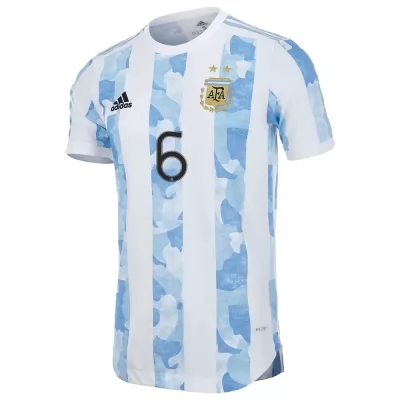 Lapset Argentiinan Jalkapallomaajoukkue German Pezzella #6 Kotipaita Sinivalkoinen 2021 Lyhythihainen Paita