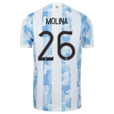 Miesten Argentiinan jalkapallomaajoukkue Nahuel Molina #26 Kotipaita Sinivalkoinen 2021 Lyhythihainen Paita