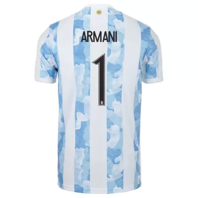 Miesten Argentiinan jalkapallomaajoukkue Franco Armani #1 Kotipaita Sinivalkoinen 2021 Lyhythihainen Paita