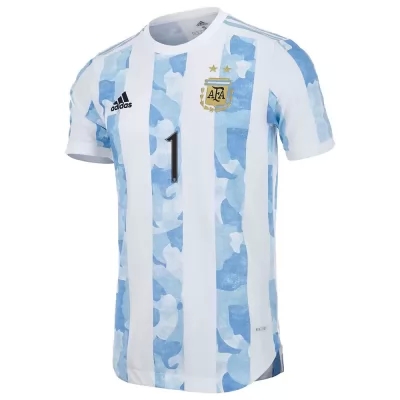 Miesten Argentiinan Jalkapallomaajoukkue Franco Armani #1 Kotipaita Sinivalkoinen 2021 Lyhythihainen Paita