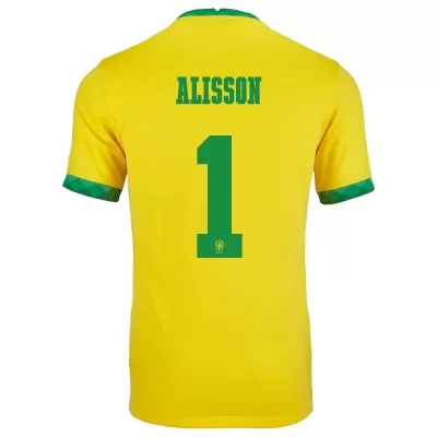 Naisten Brasilian jalkapallomaajoukkue Alisson #1 Kotipaita Keltainen 2021 Lyhythihainen Paita