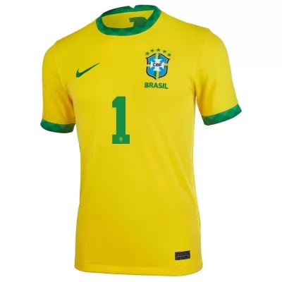 Naisten Brasilian Jalkapallomaajoukkue Alisson #1 Kotipaita Keltainen 2021 Lyhythihainen Paita