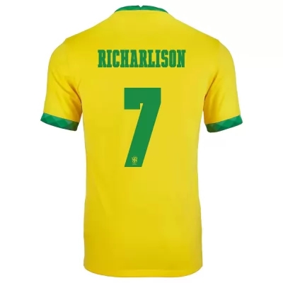 Lapset Brasilian jalkapallomaajoukkue Richarlison #7 Kotipaita Keltainen 2021 Lyhythihainen Paita